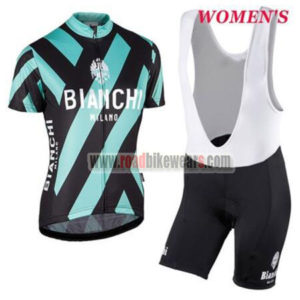 2017 Team BIANCHI Womens Lady Cycling Bib Kit Black Blue