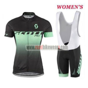 2017 Team SCOTT Womens Lady Cycle Bib Kit Black Green