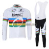 2011 Team BMC UCI Champion Cycling Long Bib Suit White Rainbow