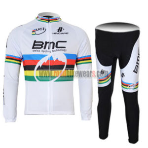 2011 Team BMC UCI Champion Cycling Long Suit White Rainbow