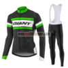 2017 Team GIANT Cycling Long Bib Suit Black White Green