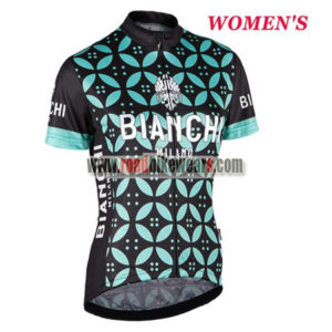 2017 Team BIANCHI Womens Biking Jersey Maillot Shirt Black Blue Flower