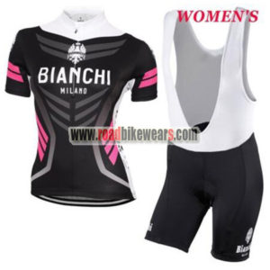 2017 Team BIANCHI Womens Cycling Bib Kit Black Pink