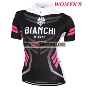 2017 Team BIANCHI Womens Cycling Jersey Maillot Shirt Black Pink
