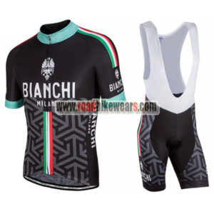 2017 Team BIANCHI Cycling Bib kit Black Grey