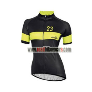 2017 Team Nalini Women's Cycling Jersey Maillot Shirt Black Yellow
