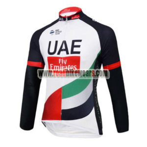 2017 Team UAE Fly Emirates Cycling Long Jersey White Black Red Green