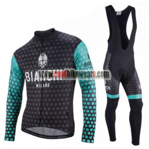 2018 Team BIANCHI Cycling Long Bib Suit Black Blue