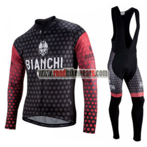 2018 Team BIANCHI Cycling Long Bib Suit Black Red