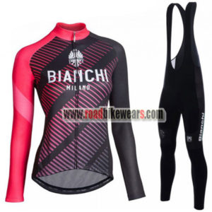 2018 Team BIANCHI Womens Cycling Bib Suit Black Red