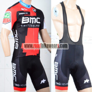 2018 Team BMC Cycling Bib Kit Red Black