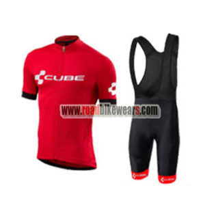 2018 Team CUBE Cycling Bib Kit Red