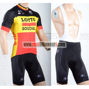 2018 Team LOTTO SOUDAL Cycling Bib Kit Black Yellow Red