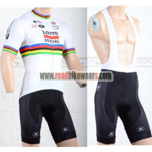 2018 Team LOTTO SOUDAL UCI Champion Cycling Bib Kit White Rainbow
