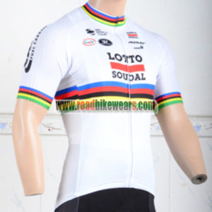 2018 Team LOTTO SOUDAL UCI Champion Cycling Jersey Shirt White Rainbow