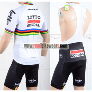 2018 Team LOTTO SOUDAL UCI Champion Riding Bib Kit White Rainbow