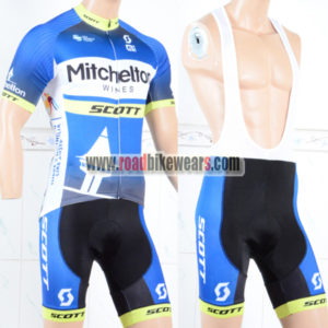 2018 Team Mitchelton SCOTT Cycle Bib Kit Blue Black
