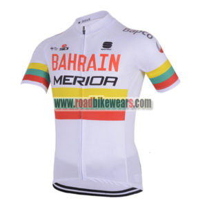 2018 Team BAHRAIN MERIDA Cycling Jersey Maillot Shirt White Rainbow