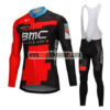 2018 Team BMC Cycling Long Bib Suit Black Red