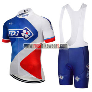 2018 Team FDJ Cycling Bib Kit Blue White Red