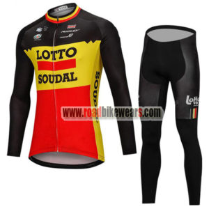 2018 Team LOTTO SOUDAL Cycling Long Suit Black Yellow Red