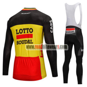 2018 Team LOTTO SOUDAL Racing Long Bib Suit Black Yellow Red