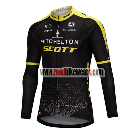 2018 Team MITCHELTON SCOTT Cycle Biking Long Sleeves Jersey Ropa De Ciclismo Black | Bike Wear Store