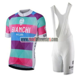 2016 Team BIANCHI Cycling Bib Kit Pink Purple Blue