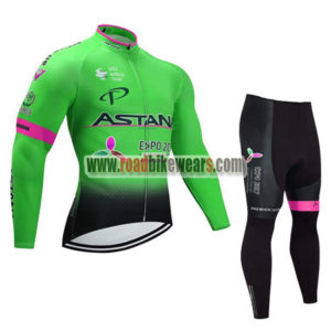 2017 Team ASTANA Cycling Long Suit Green Pink