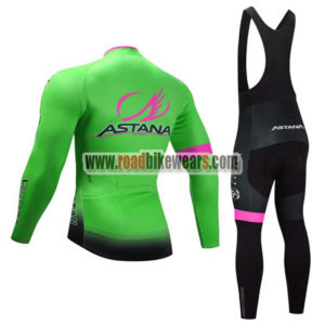 2017 Team ASTANA Riding Long Bib Suit Green Pink