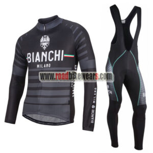 2017 Team BIANCHI Cycling Long Bib Suit Black Grey