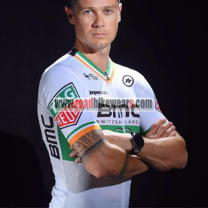 2017 Team BMC Nicolas Roche’s Irish champion’s Cycling Jersey Shirt White Green