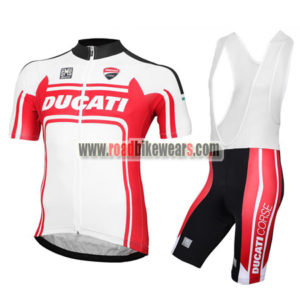 2017 Team DUCATI Cycling Bib Kit White Red