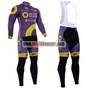 2017 Team Direct energie Cycling Long Bib Suit Purple