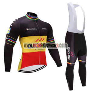2017 Team QUICK STEP Cycling Bib Suit Black Yellow Red