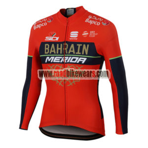 2018 Team BAHRAIN MERIDA Cycling Long Jersey Red