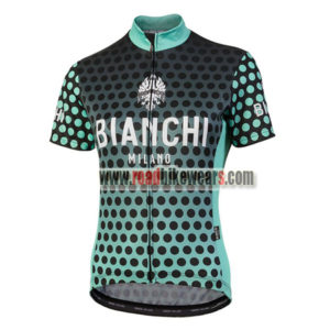 2018 Team BIANCHI Women's Lady Cycle Jersey Shirt Black Blue Dot