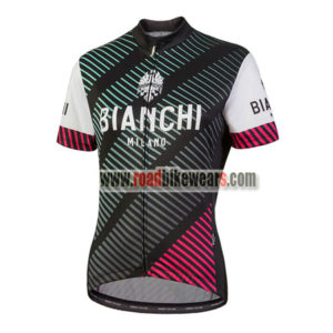 2018 Team BIANCHI Women's Lady Cycle Jersey Shirt Black White Red