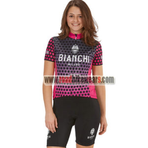 2018 Team BIANCHI Women's Lady Cycle Kit Black Pink Dot
