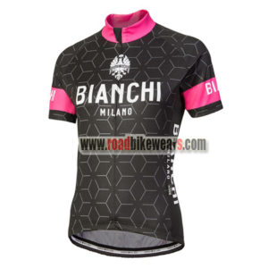 2018 Team BIANCHI Women's Lady Riding Jersey Shirt Black Pink