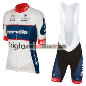 2018 Team Cervelo Bigla Cycling Bib Kit White Blue Red