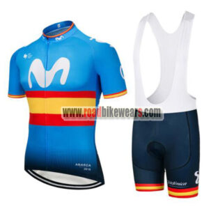 2018 Team Movistar Spain Cycling Bib Kit Blue