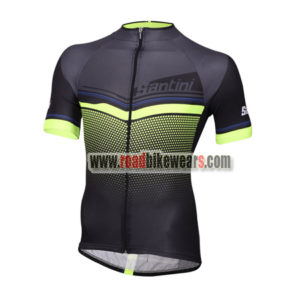 2018 Team Santini Cycling Jersey Shirt Black Green