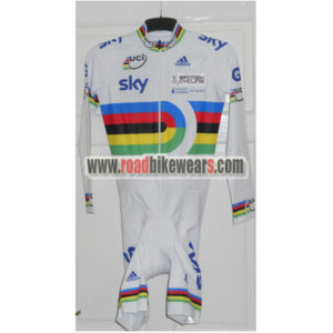 2012 Team SKY UCI Champion Cycling SkinSuit Speedsuit Triathlon White Rainbow