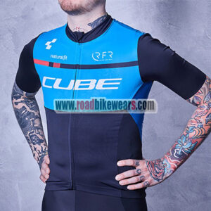 2018 Team CUBE Cycling Jersey Maillot Shirt Black Blue
