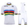 2018 Team Santini UCI Champion Cycling Bib Kit White Rainbow