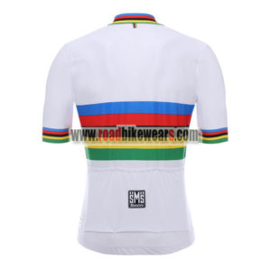 2018 Team Santini UCI Champion Riding Jersey Maillot Shirt White Rainbow