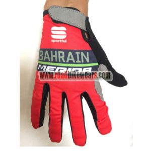 2018 Team BAHRAIN MERIDA Riding Full Finger Gloves Red