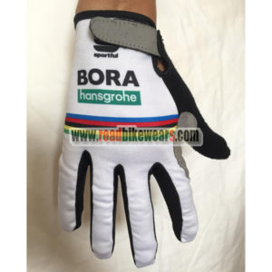 2018 Team BORA UCI Champion Cycling Full Finger Gloves White Rainbow