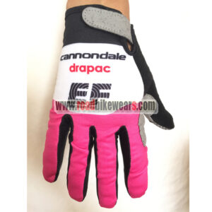 2018 Team EF cannondale Cycling Full Finger Gloves White Pink